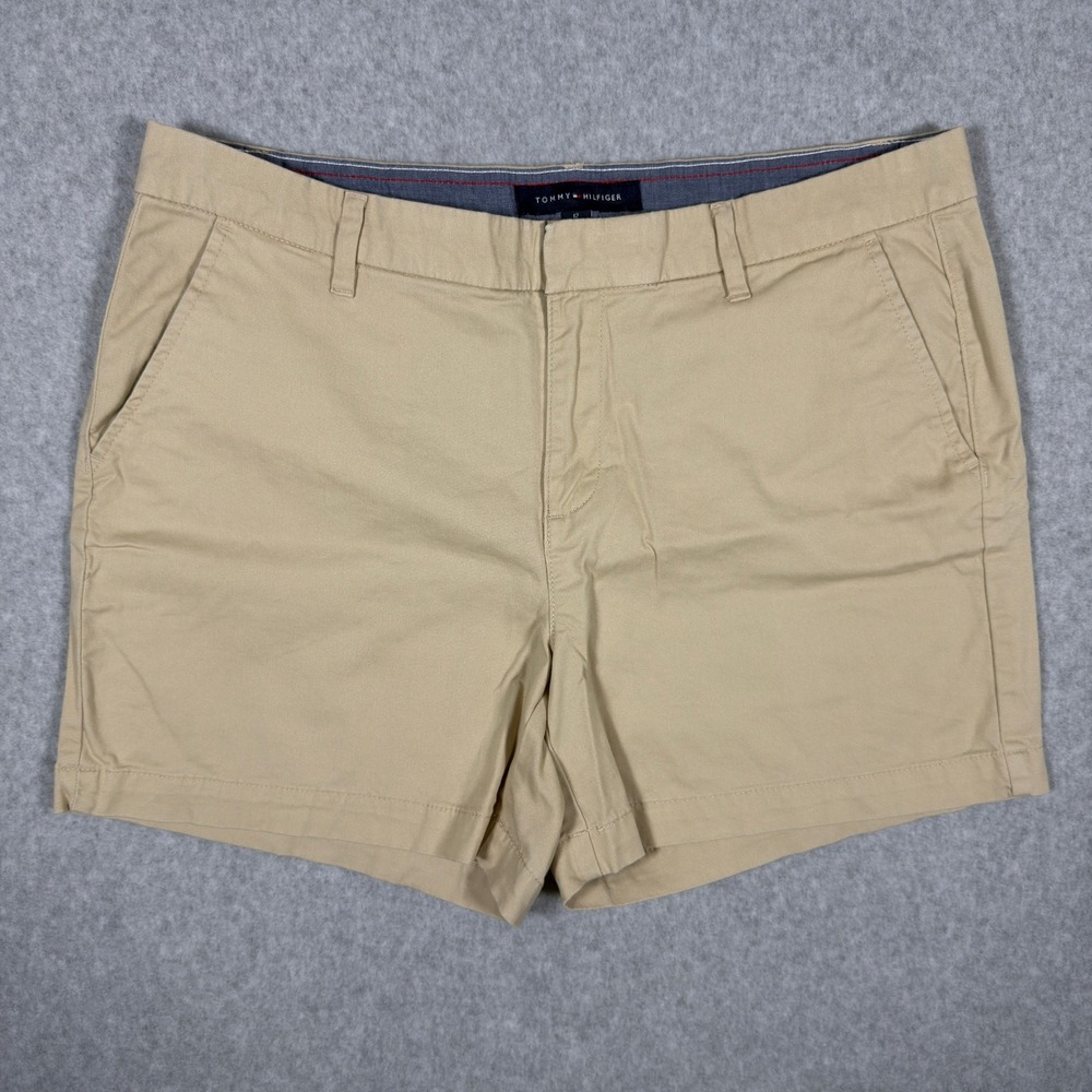 Tommy‎ Hilfiger Womens Tan Khaki Chino Shorts Stretch Cotton Size 12